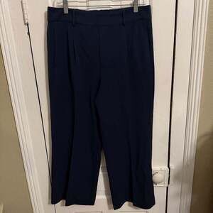 NIC+ZOE Dark Indigo Pleated Wide Leg Crop Pants Style M231845 Size 12